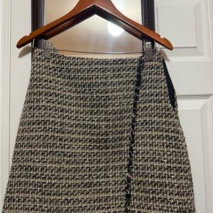 Express Black and Gold Asymmetrical Mini Skirt